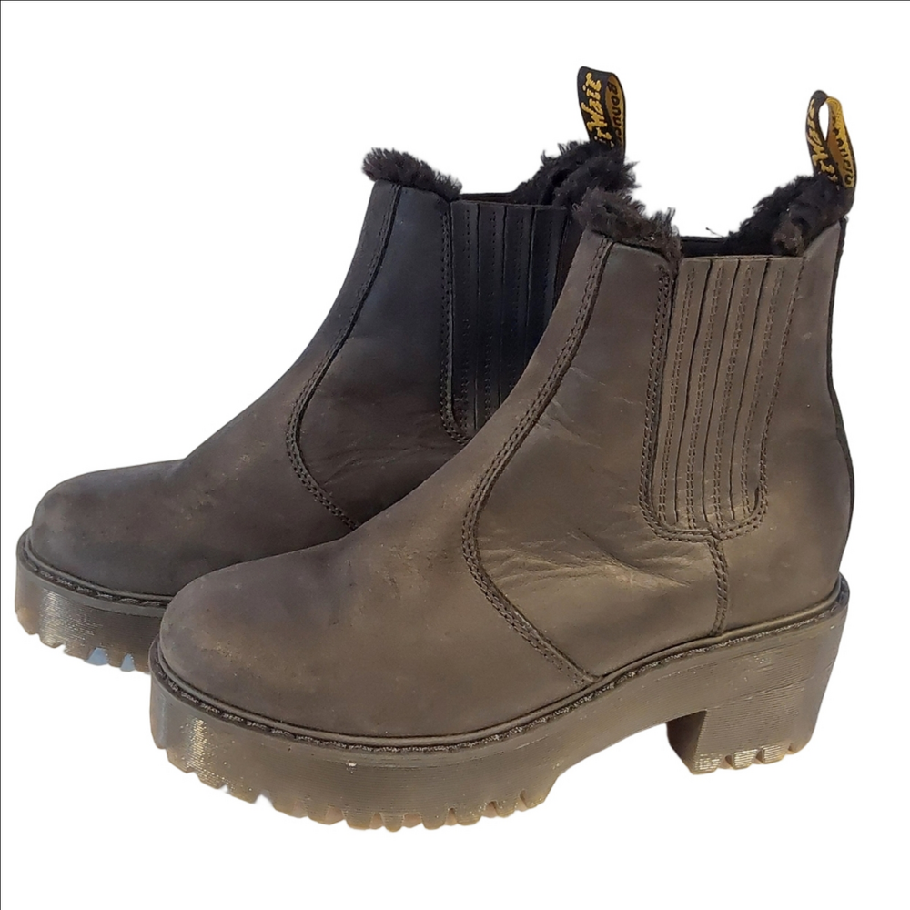 Dr. Martens Black Leather Rometty FL Quad Platform Chelsea 7